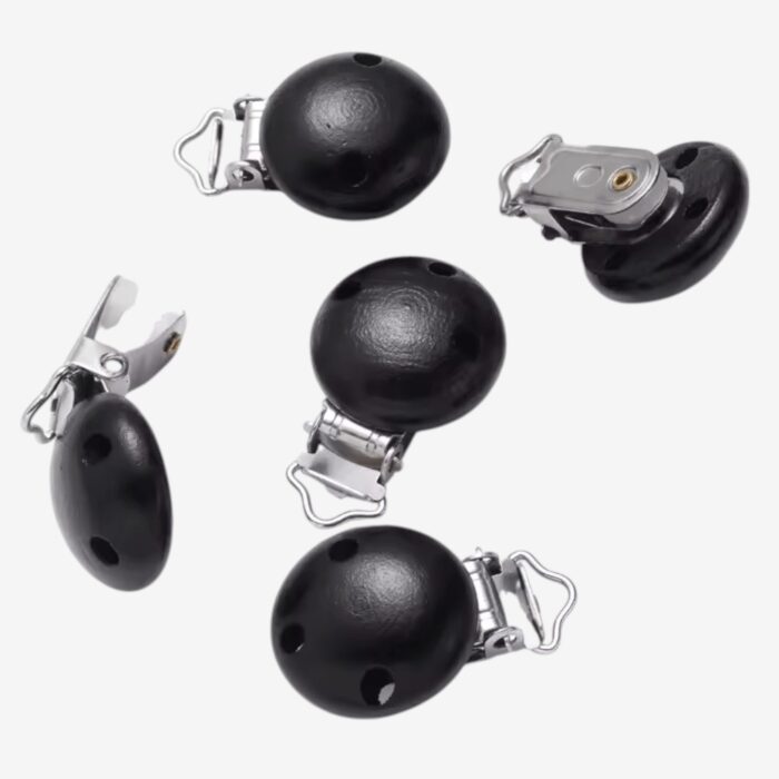 Black Round Wood Dummy Clip Fastener-Photoroom