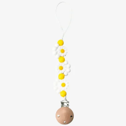yellow Sunflower Silicone & Wood Dummy Clip