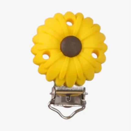 yellow daisy silicone dummy clip fastener